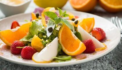 Tangy Salad Compositions with Seasonal Fruits and Zesty Citrus Dressings