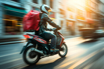 Professional delivery person holding box express fast courier service Generative AI illustration