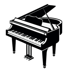 piano silhouette vector on a transparent background © Shahid3383