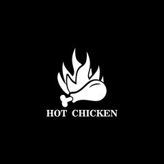 Hot chicken drumstick  isolated on black background. BBQ food symbol  illustration.
