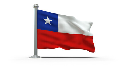 Fototapeta premium mini drapeau chilien sur pied, posé sur un fond transparent - rendu 3D 