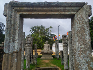 Ancient Stone Buddha Statue in Anuradhapura, Sri Lanka