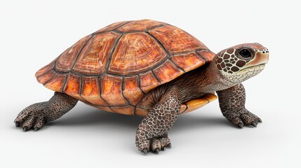 Turtle with a textured shell on a plain background.