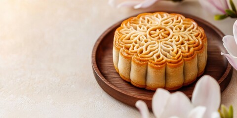 Fototapeta premium Mooncake celebration traditional treat asian culture food artistry festive environment close-up view culinary heritage