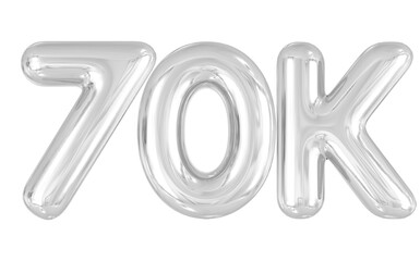 70K Follow Silver Number Balloon