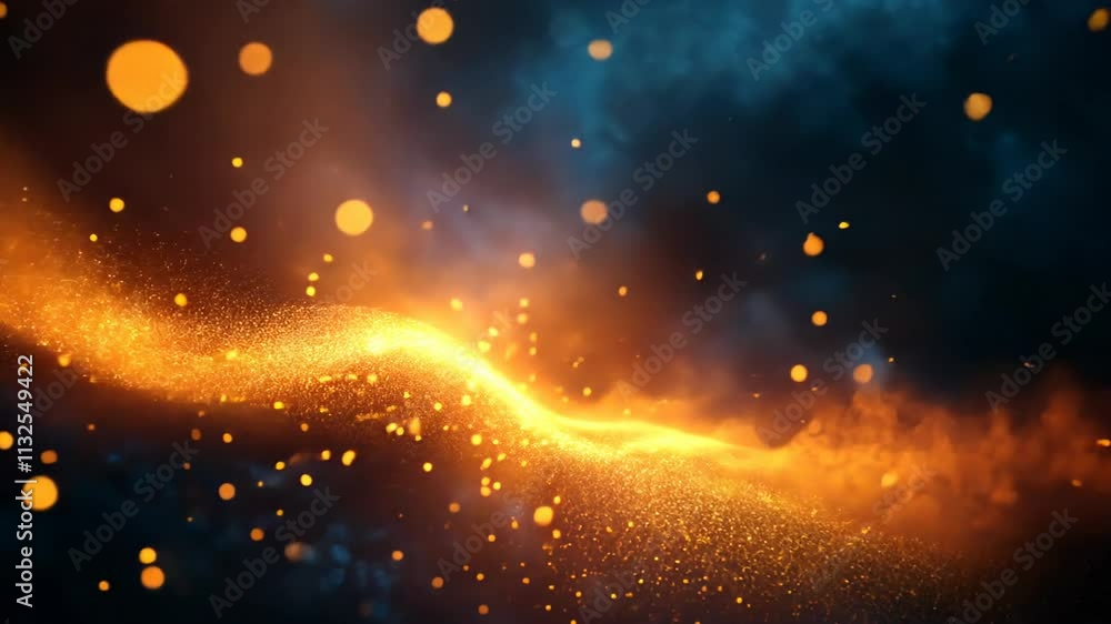Aufkleber magical particles dance in vibrant hues creating a mesmerizing wave of light in a mystical realm. ge