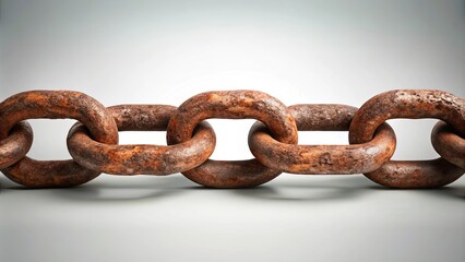 Obraz premium A Close-up View of a Heavily Rusted Metal Chain, Showing Interlocking Links