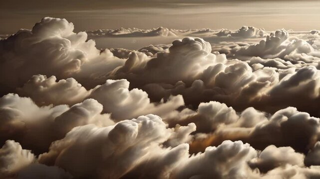 Majestic billowing clouds at sunset with dramatic lighting and textures.