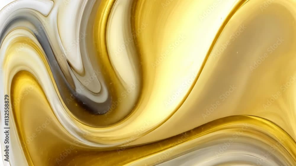 Poster captivating blend of gold and white swirling textures creating an elegant masterpiece of abstract ar