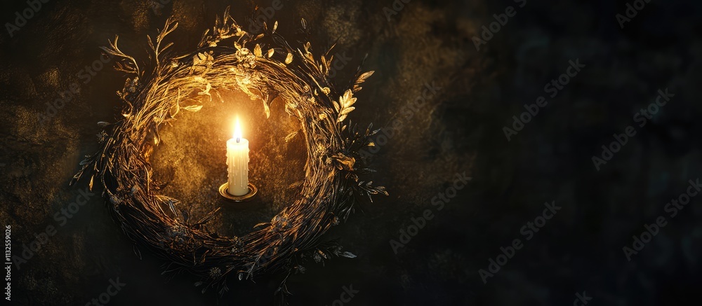 Aufkleber advent decoration with a lit candle surrounded by a decorative wreath creating a warm ambiance in a 