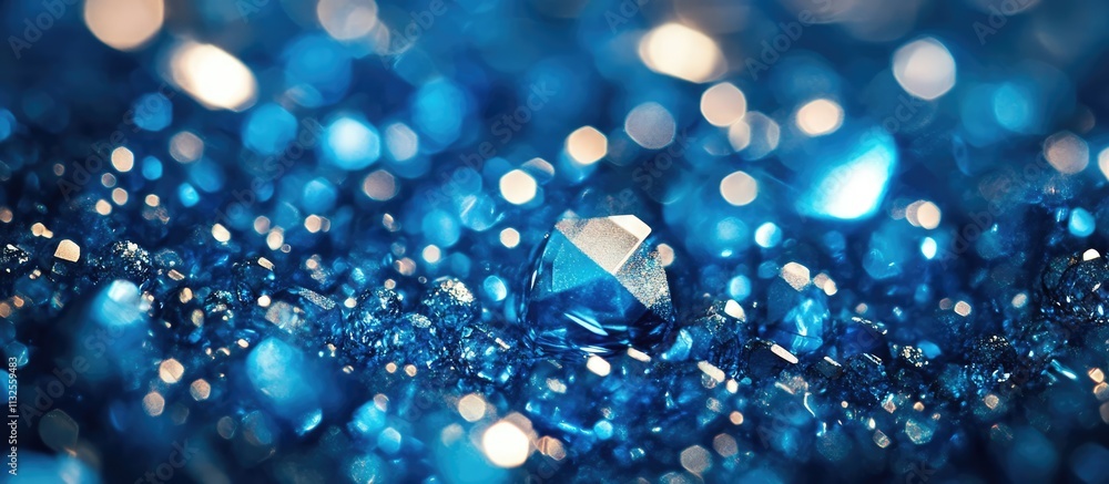 Poster blue gemstone and bokeh background creating a shimmering abstract effect for elegance and luxury the