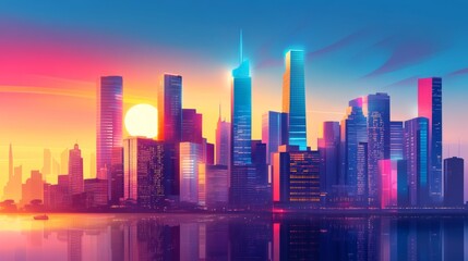 Obraz premium Global finance hubs, with vibrant cityscapes, stock exchange buildings, and bustling financial districts