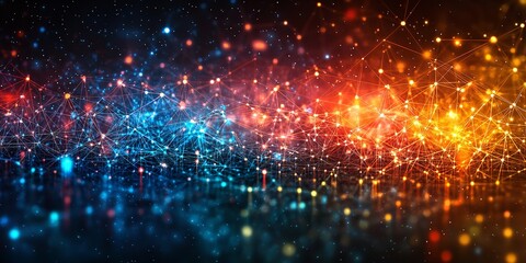 Obraz premium Brightly colored figures linked by lines, depicting social media connections and interactions.