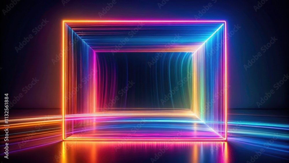 Aufkleber colorful minimalist background featuring long-exposure gradient lines in a square format.