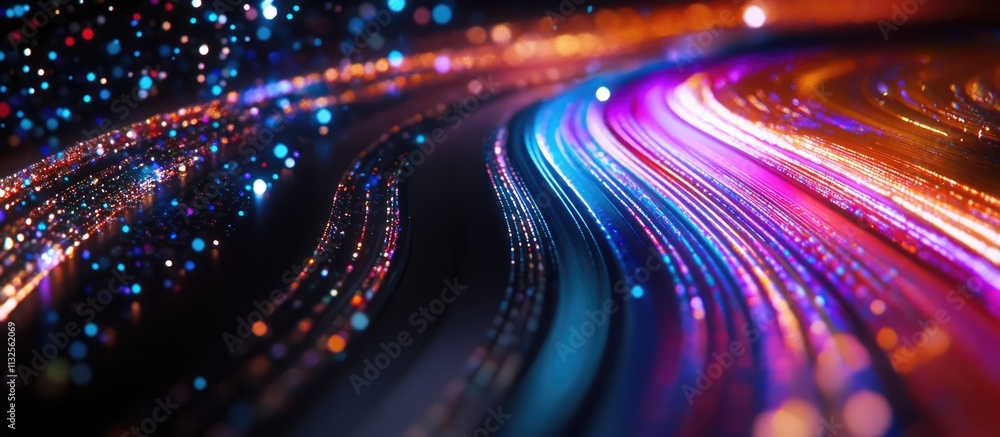 Poster colorful abstract light trails with bokeh effect creating a vibrant and dynamic background for artis