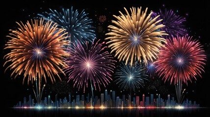 Fototapeta premium Elegant Fireworks Celebration Background for Festive Banner Design