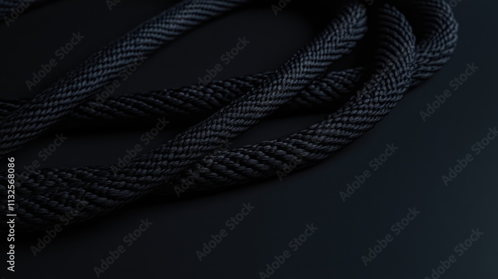 Poster close-up of intertwined black cords against a dark background showcasing texture and pattern for cre