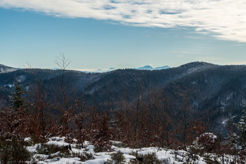 View from Kozi hrbety hill in Moravskoslezske Beskydy mounttains in Czech republic