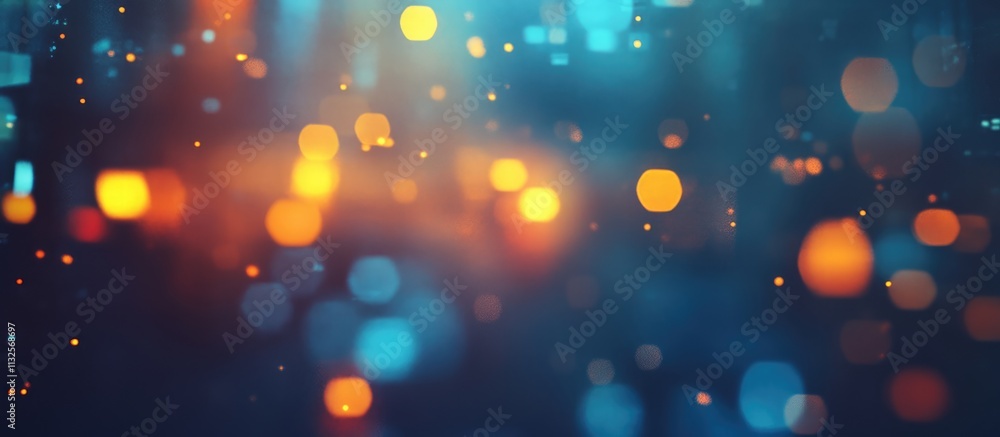 Poster colorful bokeh background with blurred orange and blue lights creating an abstract artistic effect f