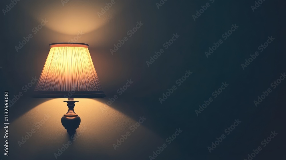 Poster elegant lamp casting warm light in a dark room creating an inviting atmosphere with soft shadows on 