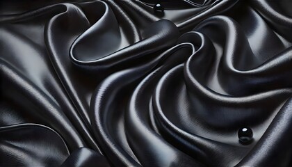 Obraz premium Smooth elegant black satin texture abstract background. Luxurious background design