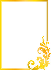 Obraz premium Simple rectangular floral border in gold color