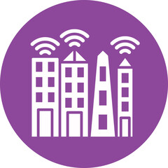 Fototapeta premium Smart City Infrastructure glyph circle icon
