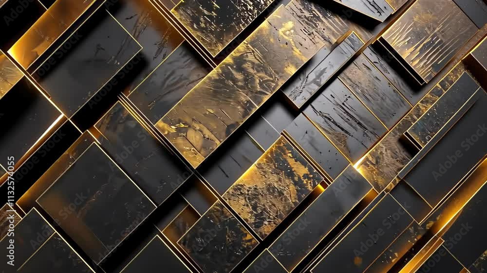 Poster intricate golden and black geometric patterns create a stunning visual display in a modern artistic 