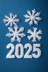 Textured Snowflake 2025 on Classic Navy Background