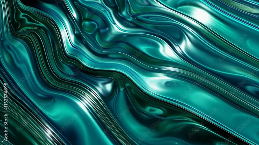 Poster elegant flowing patterns of teal and silver create a captivating visual experience in artistic fluid