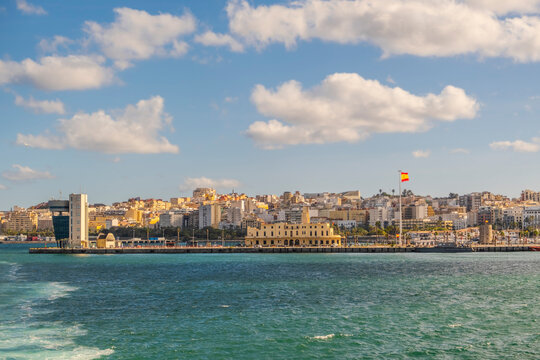 Beautiful view of architecture and coastline of Ceuta, Spain, North Africa