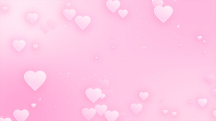 Valentine's Day theme with delicate white hearts floating on a soft pink background, conveying love and romance.