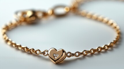 Elegant gold bracelet with heart charm and diamond