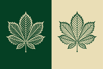 Vintage black-and-white engraving of a Kyiv chestnut tree leaf	