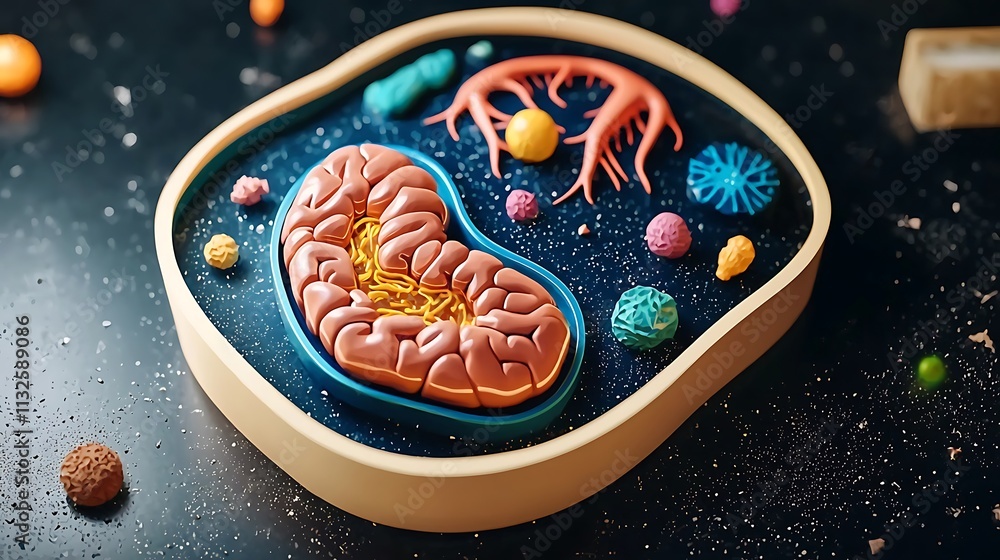 Wall mural 3D model of a cell with organelles. (1)