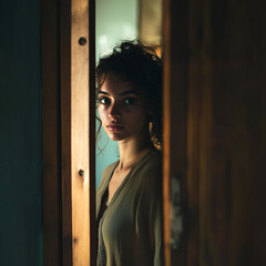 Fototapeta premium Through the shadows: a portrait of mystery