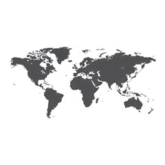 Fototapeta premium Gray World Map Vector. Detailed illustration of world map on white and Transparent Background