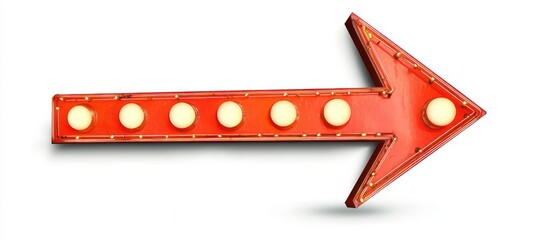Glowing red arrow marquee symbol against a white background, adding a retro touch perfect for hotel or casino ads.