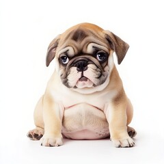 Fototapeta premium Cute bulldog puppy with distinct wrinkled face