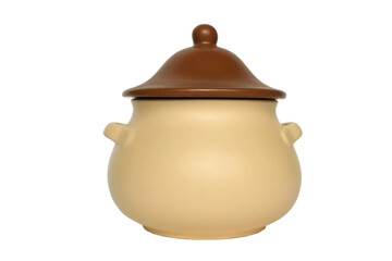 Clay pot with cover isolated