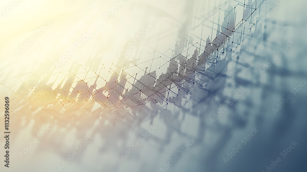 Poster abstract 3d data visualization with rising graph.