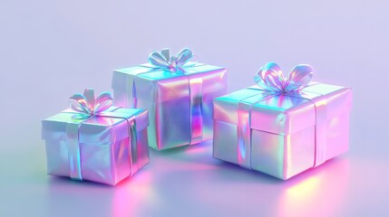 Obraz premium Prismatic elegance in gift displays with soft hues.