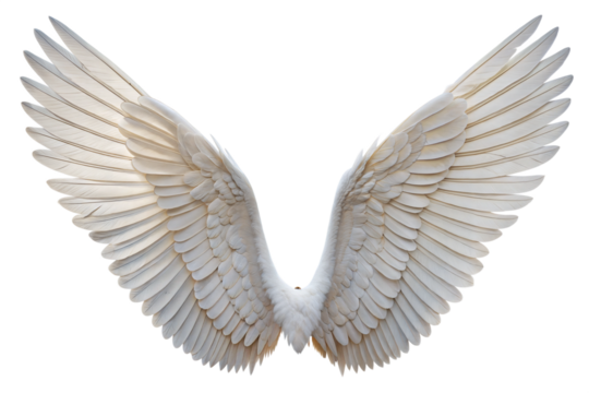 Angel wings isolated on white background with clipping part