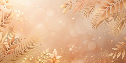 Elegant Golden Foliage and Sparkling Dust Background Ideal for Wedding Invitations, Announcements, and Luxury Branding