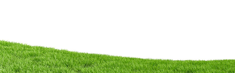 Curved grass hill isolated on white