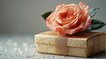 Elegant gift box adorned with a beautiful rose