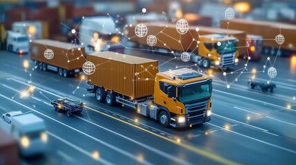 Automated return tracking system enhancing reverse logistics efficiency close up on data interface, futuristic, Composite, digital logistics hub backdrop