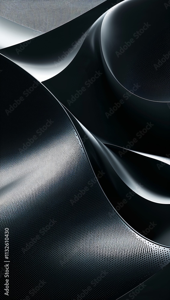 Poster sleek black abstract waves background with copy space for text