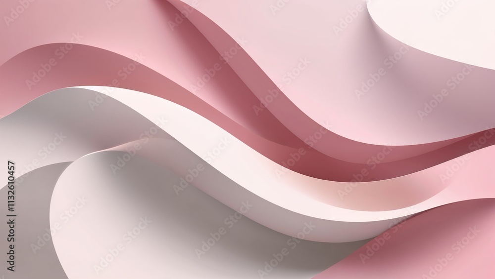 Poster soft pink and white waves background with copy space for text