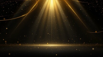Obraz premium Luxurious Golden Spotlight Effect on Black Background